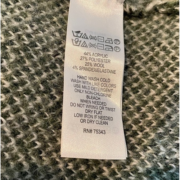 Christian Siriano Green And White Plaid Knit Cowl Neck Cardigan Small - Picture 5 of 7